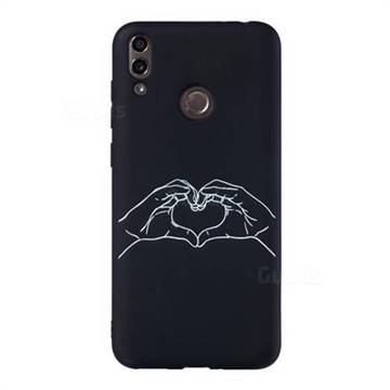 Heart Hand Stick Figure Matte Black TPU Phone Cover for Huawei Honor 8C
