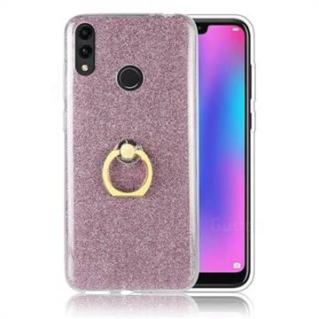 Luxury Soft TPU Glitter Back Ring Cover with 360 Rotate Finger Holder Buckle for Huawei Honor 8C - Pink