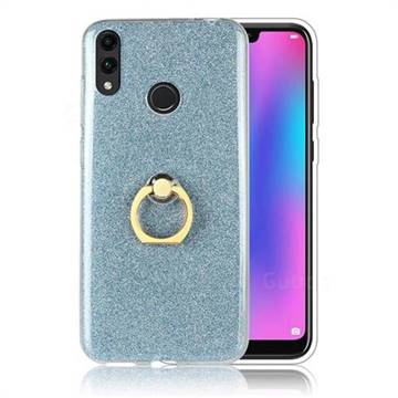 Luxury Soft TPU Glitter Back Ring Cover with 360 Rotate Finger Holder Buckle for Huawei Honor 8C - Blue