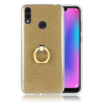 Luxury Soft TPU Glitter Back Ring Cover with 360 Rotate Finger Holder Buckle for Huawei Honor 8C - Golden