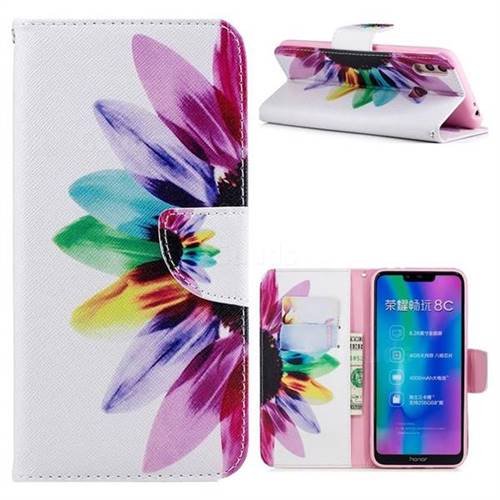 Seven-color Flowers Leather Wallet Case for Huawei Honor 8C