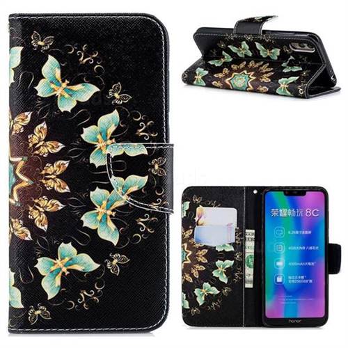 Circle Butterflies Leather Wallet Case for Huawei Honor 8C