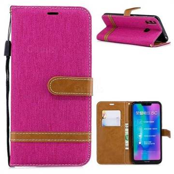 Jeans Cowboy Denim Leather Wallet Case for Huawei Honor 8C - Rose