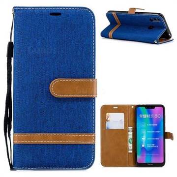Jeans Cowboy Denim Leather Wallet Case for Huawei Honor 8C - Sapphire