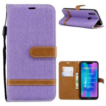 Jeans Cowboy Denim Leather Wallet Case for Huawei Honor 8C - Purple