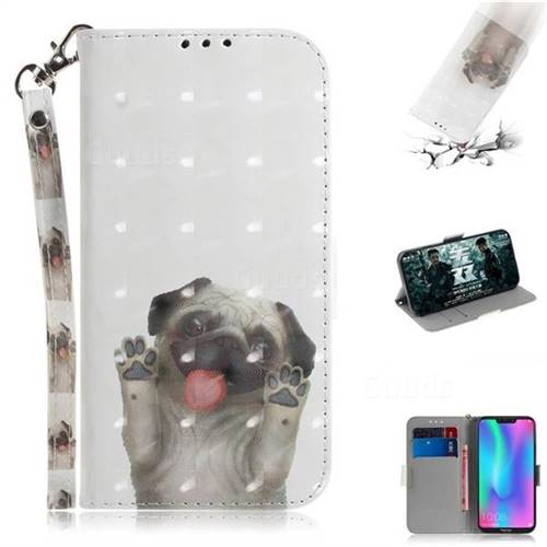 Pug Dog 3D Painted Leather Wallet Phone Case for Huawei Honor 8C