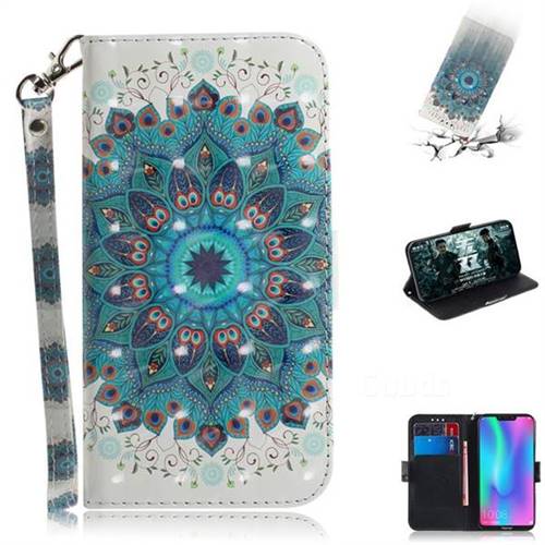 Peacock Mandala 3D Painted Leather Wallet Phone Case for Huawei Honor 8C