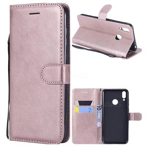 Retro Greek Classic Smooth PU Leather Wallet Phone Case for Huawei Honor 8C - Rose Gold