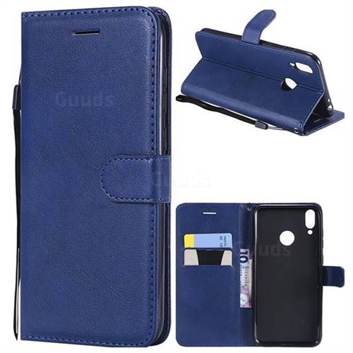 Retro Greek Classic Smooth PU Leather Wallet Phone Case for Huawei Honor 8C - Blue