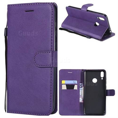 Retro Greek Classic Smooth PU Leather Wallet Phone Case for Huawei Honor 8C - Purple