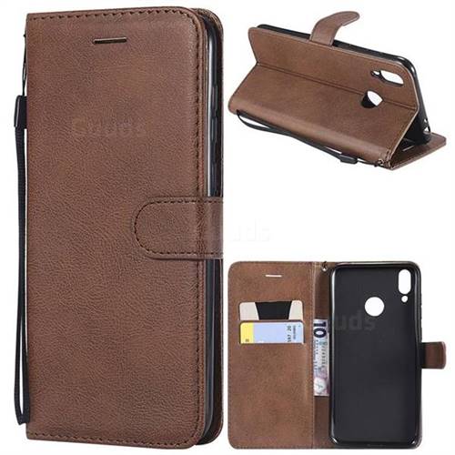 Retro Greek Classic Smooth PU Leather Wallet Phone Case for Huawei Honor 8C - Brown