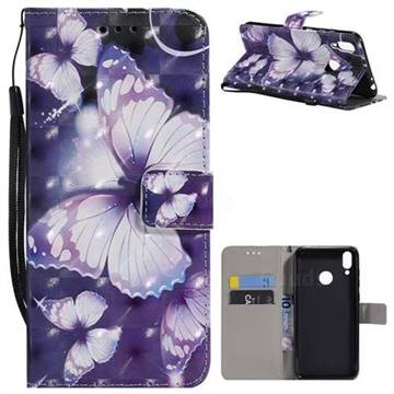 Violet butterfly 3D Painted Leather Wallet Case for Huawei Honor 8C
