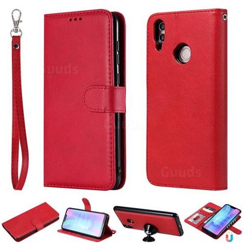 Retro Greek Detachable Magnetic PU Leather Wallet Phone Case for Huawei Honor 8C - Red