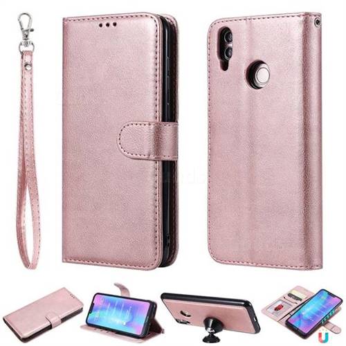Retro Greek Detachable Magnetic PU Leather Wallet Phone Case for Huawei Honor 8C - Rose Gold