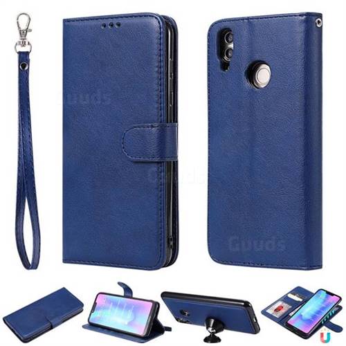 Retro Greek Detachable Magnetic PU Leather Wallet Phone Case for Huawei Honor 8C - Blue