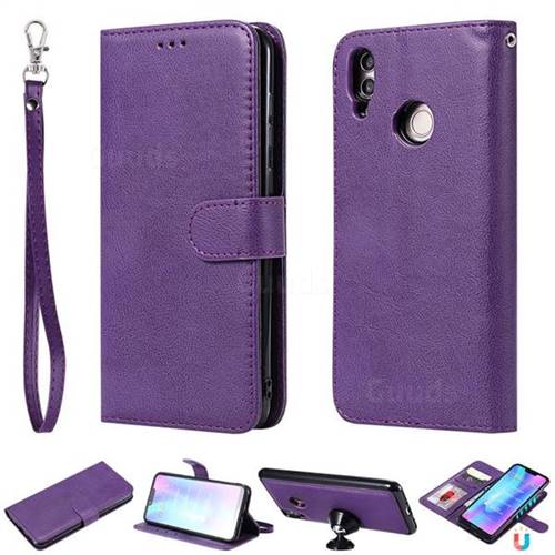 Retro Greek Detachable Magnetic PU Leather Wallet Phone Case for Huawei Honor 8C - Purple