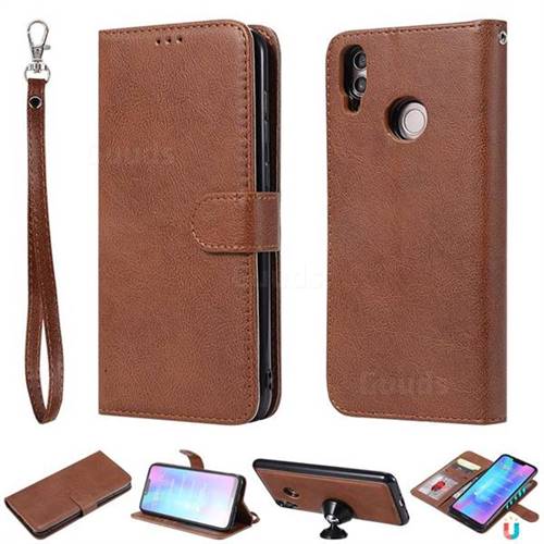 Retro Greek Detachable Magnetic PU Leather Wallet Phone Case for Huawei Honor 8C - Brown