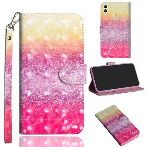 Gradient Rainbow 3D Painted Leather Wallet Case for Huawei Honor 8C