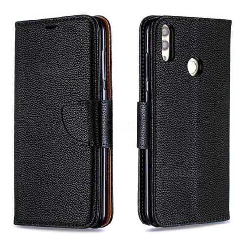 Classic Luxury Litchi Leather Phone Wallet Case for Huawei Honor 8C - Black