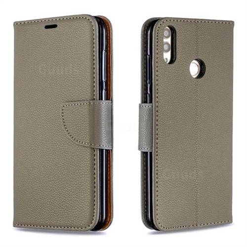 Classic Luxury Litchi Leather Phone Wallet Case for Huawei Honor 8C - Gray