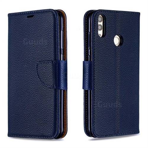 Classic Luxury Litchi Leather Phone Wallet Case for Huawei Honor 8C - Blue