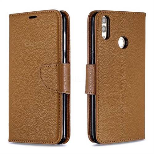 Classic Luxury Litchi Leather Phone Wallet Case for Huawei Honor 8C - Brown