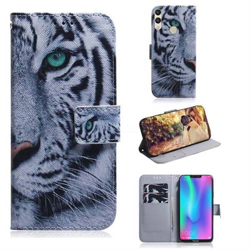 White Tiger PU Leather Wallet Case for Huawei Honor 8C