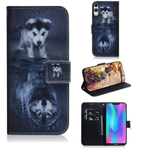 Wolf and Dog PU Leather Wallet Case for Huawei Honor 8C