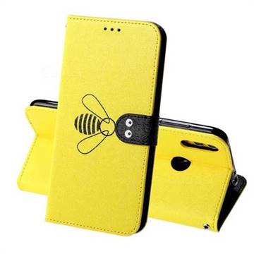 Silk Texture Bee Pattern Leather Phone Case for Huawei Honor 8C - Yellow