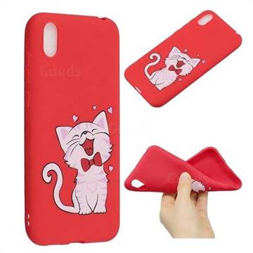 Happy Bow Cat Anti-fall Frosted Relief Soft TPU Back Cover for Huawei Honor 8S(2019)