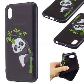 Bamboo Panda 3D Embossed Relief Black Soft Back Cover for Huawei Honor 8S(2019)