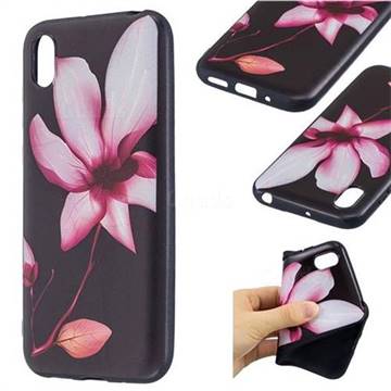Lotus Flower 3D Embossed Relief Black Soft Back Cover for Huawei Honor 8S(2019)