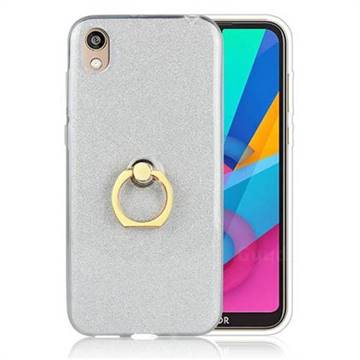 Luxury Soft TPU Glitter Back Ring Cover with 360 Rotate Finger Holder Buckle for Huawei Honor 8S(2019) - White