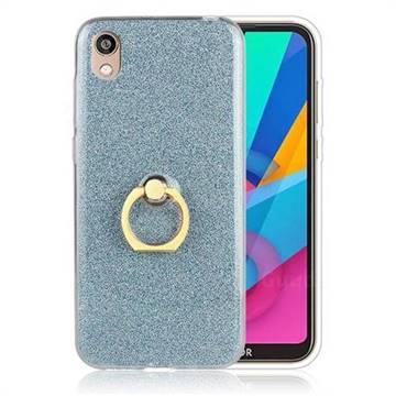 Luxury Soft TPU Glitter Back Ring Cover with 360 Rotate Finger Holder Buckle for Huawei Honor 8S(2019) - Blue