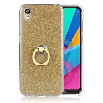 Luxury Soft TPU Glitter Back Ring Cover with 360 Rotate Finger Holder Buckle for Huawei Honor 8S(2019) - Golden