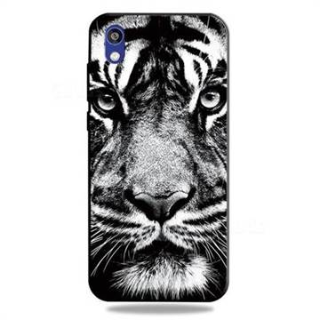 White Tiger 3D Embossed Relief Black TPU Cell Phone Back Cover for Huawei Honor 8S(2019)