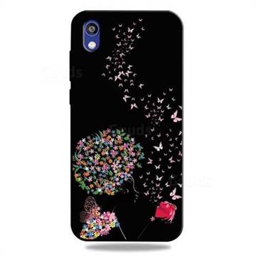 Corolla Girl 3D Embossed Relief Black TPU Cell Phone Back Cover for Huawei Honor 8S(2019)
