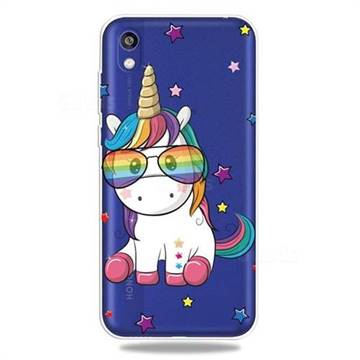 Glasses Unicorn Clear Varnish Soft Phone Back Cover for Huawei Honor 8S(2019)