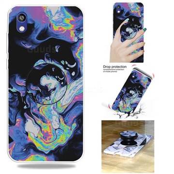 Black Purple Marble Pop Stand Holder Varnish Phone Cover for Huawei Honor 8S(2019)