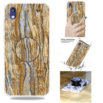 Brown Golden Marble Pop Stand Holder Varnish Phone Cover for Huawei Honor 8S(2019)