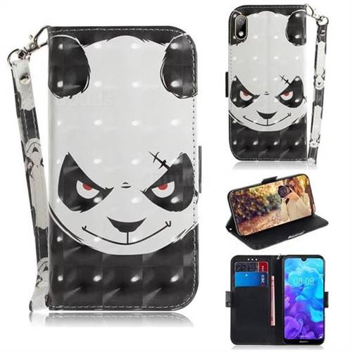 Angry Bear 3D Painted Leather Wallet Phone Case for Huawei Honor 8S(2019)