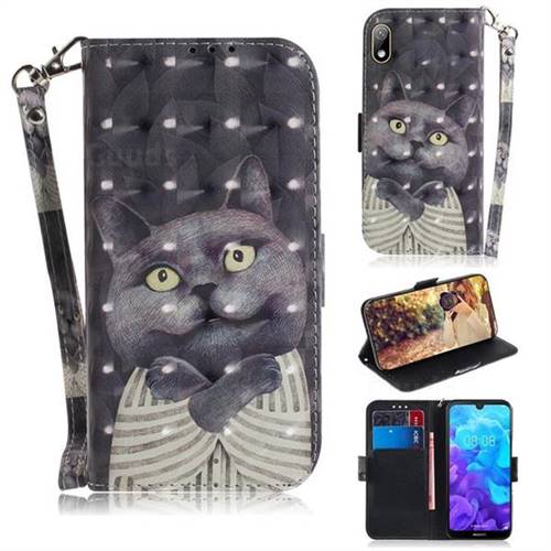 Cat Embrace 3D Painted Leather Wallet Phone Case for Huawei Honor 8S(2019)
