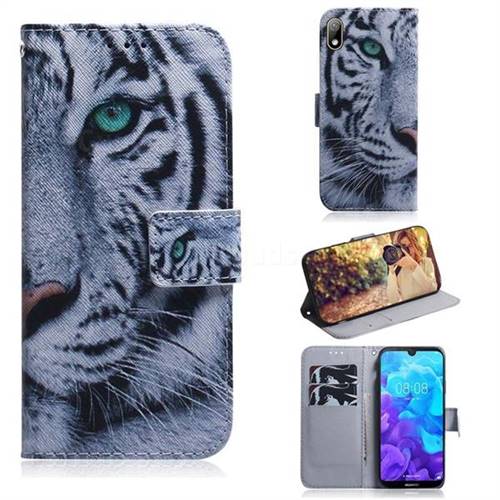 White Tiger PU Leather Wallet Case for Huawei Honor 8S(2019)