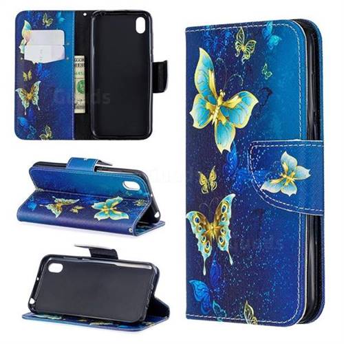 Golden Butterflies Leather Wallet Case for Huawei Honor 8S(2019)