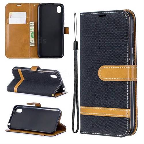 Jeans Cowboy Denim Leather Wallet Case for Huawei Honor 8S(2019) - Black