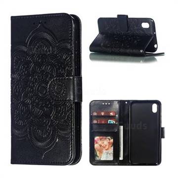 Intricate Embossing Datura Solar Leather Wallet Case for Huawei Honor 8S(2019) - Black