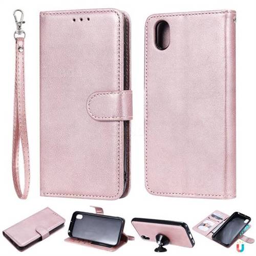 Retro Greek Detachable Magnetic PU Leather Wallet Phone Case for Huawei Honor 8S(2019) - Rose Gold