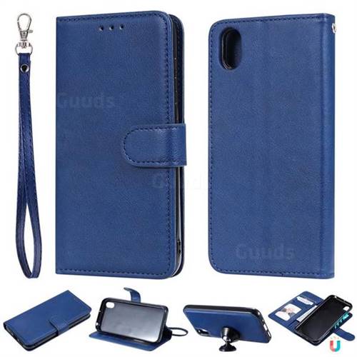 Retro Greek Detachable Magnetic PU Leather Wallet Phone Case for Huawei Honor 8S(2019) - Blue