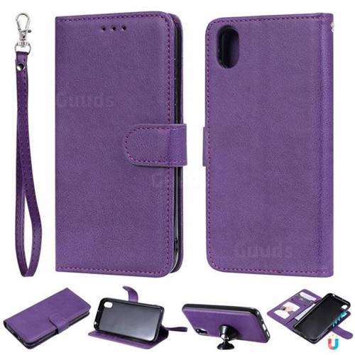 Retro Greek Detachable Magnetic PU Leather Wallet Phone Case for Huawei Honor 8S(2019) - Purple