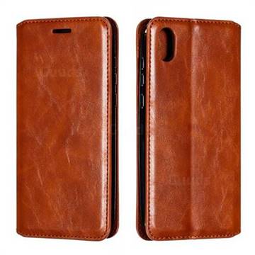Retro Slim Magnetic Crazy Horse PU Leather Wallet Case for Huawei Honor 8S(2019) - Brown
